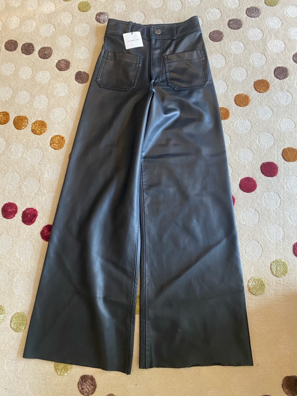 Zara Black Wide-Leg Faux Leather Jeans - Women